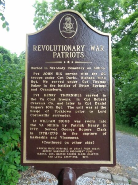 REVOLUTIONARY WAR PATRIOTS MEMORIAL MARKER FRONT