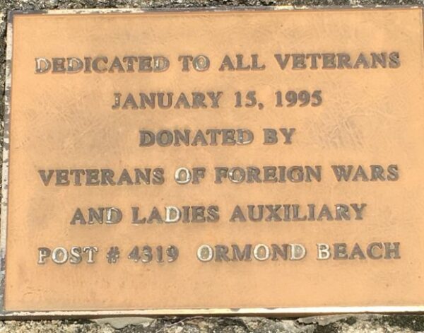 V.F.W. POST #4319 ALL VETERANS MEMORIAL FLAGPOLE PLAQUE