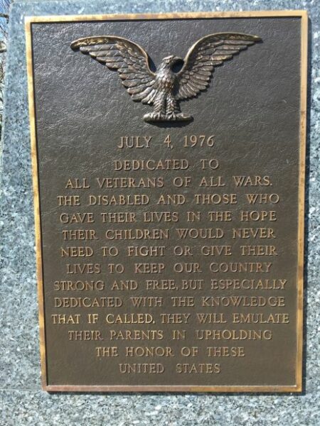 VENICE ALL WARS VETERANS MEMORIAL PLAQUE