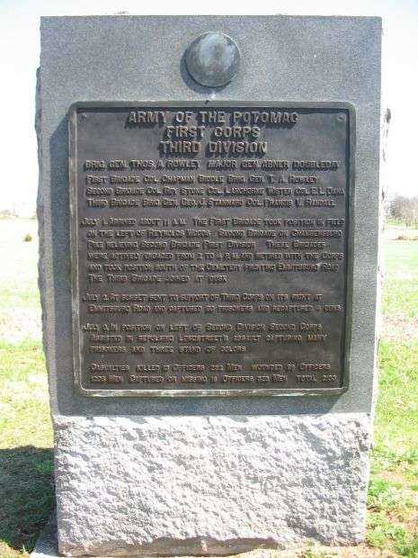 THIRD DIVISION FIRST CORPS WAR MEMORIAL