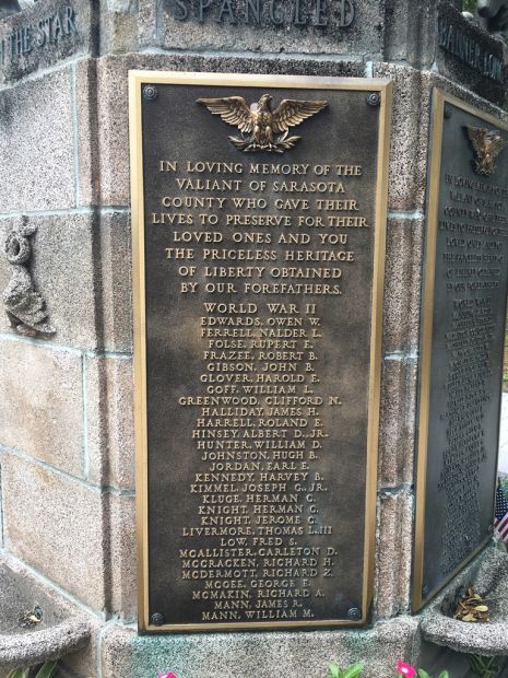 SARASOTA COUNTY WORLD WAR I AND WORLD WAR II MEMORIAL PLAQUE B