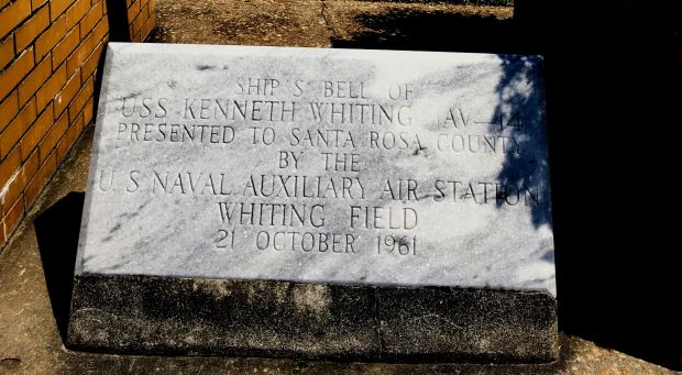 USS KENNETH WHITING (AV-14) WAR MEMORIAL BELL STONE