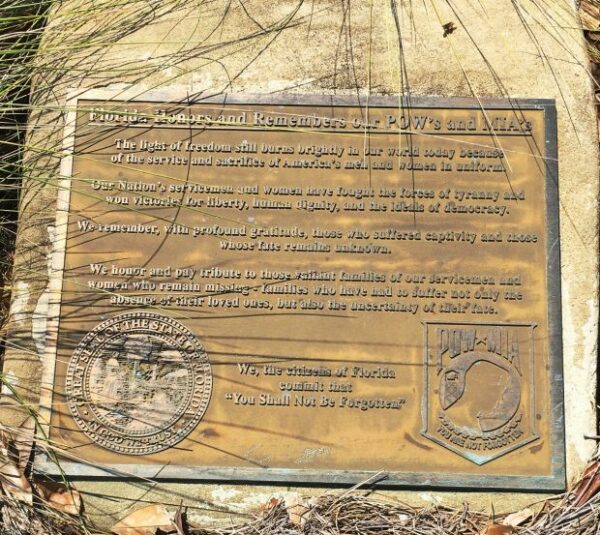 FLORIDA HONORS AND REMEMBERS OUR POW’S AND MIA’S MEMORIAL PLAQUE MILTON