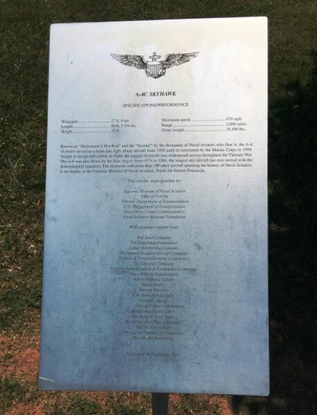 A-4 SKYHAWK MEMORIAL AIRCRAFT PLAQUE B