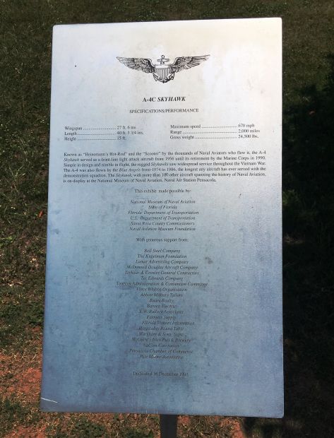 A-4 SKYHAWK MEMORIAL AIRCRAFT PLAQUE B