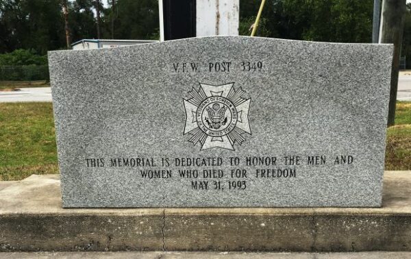 V.F.W. POST 3349 WAR VETERANS MEMORIAL FLAGPOLE STONE