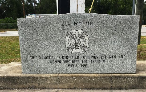 V.F.W. POST 3349 WAR VETERANS MEMORIAL FLAGPOLE STONE