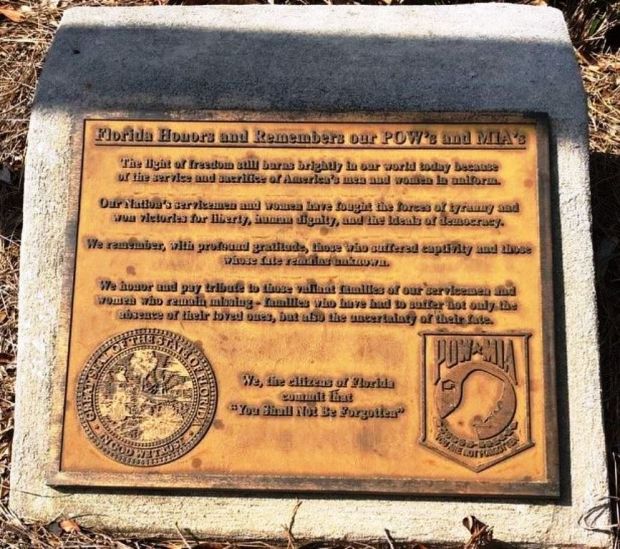 FLORIDA HONORS AND REMEMBERS OUR POW’S AND MIA’S MEMORIAL PLAQUE CRESTVIEW II