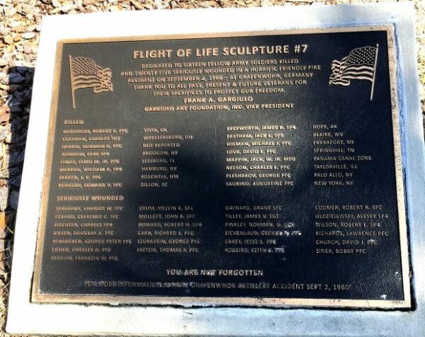 FLIGHT OF LIFE SCULPTURE #7 MEMORIAL PLAQUE