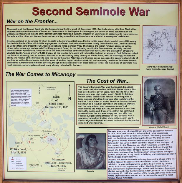 SECOND SEMINOLE WAR MEMORIAL PANEL MICANOPY