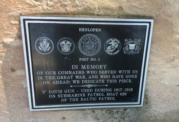 HENLOPEN POST NO. 5 GREAT WAR MEMORIAL PLAQUE
