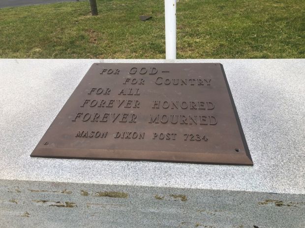MASON DIXON POST 7234 VETERANS MEMORIAL PLAQUE