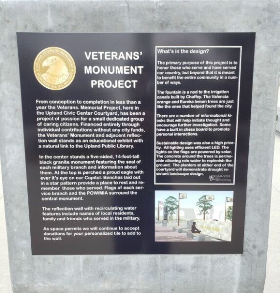 VETERANS’ MONUMENT PROJECT PLAQUE