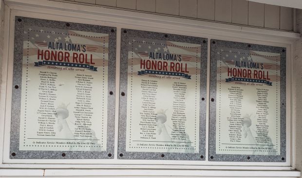 ALTA LOMA HONOR ROLL MEMORIAL PLAQUES