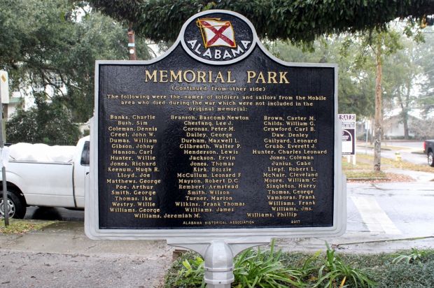 MEMORIAL PARK MARKER MOBILE, AL BACK
