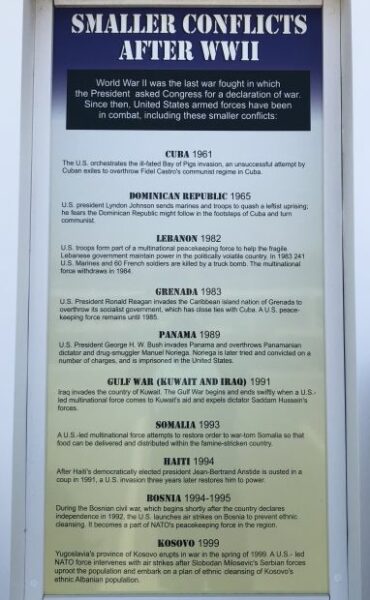 SMALLER CONFLICTS AFTER WWII MEMORIAL PLAQUE