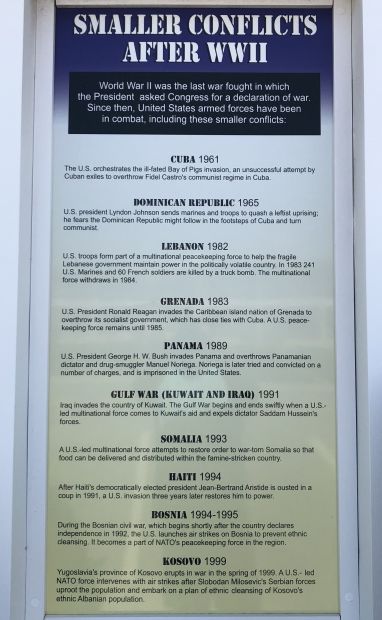 SMALLER CONFLICTS AFTER WWII MEMORIAL PLAQUE