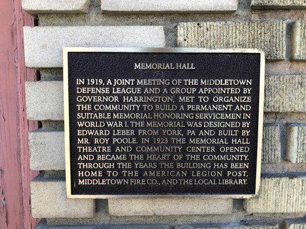 MIDDLETOWN, MD MEMORIAL HALL PLAQUE
