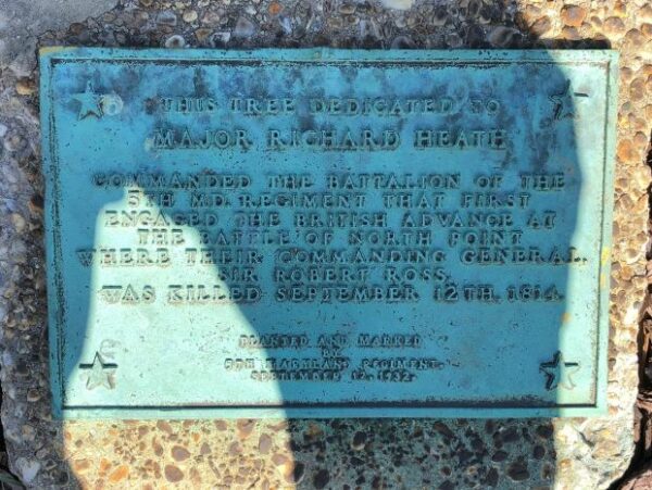 MAJOR RICHARD HEATH WAR MEMORIAL TREE PLAQUE