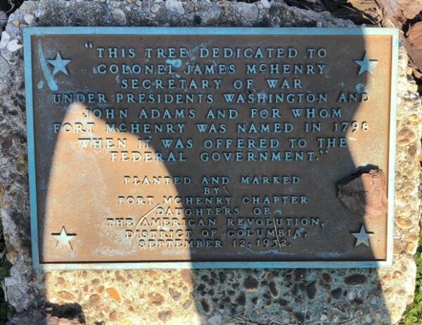 COLONEL JAMES MCHENRY WAR MEMORIAL TREE PLAQUE