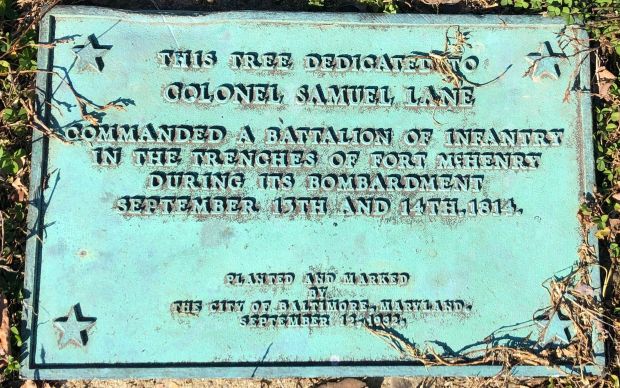 COLONEL SAMUEL LANE WAR MEMORIAL TREE PLAQUE
