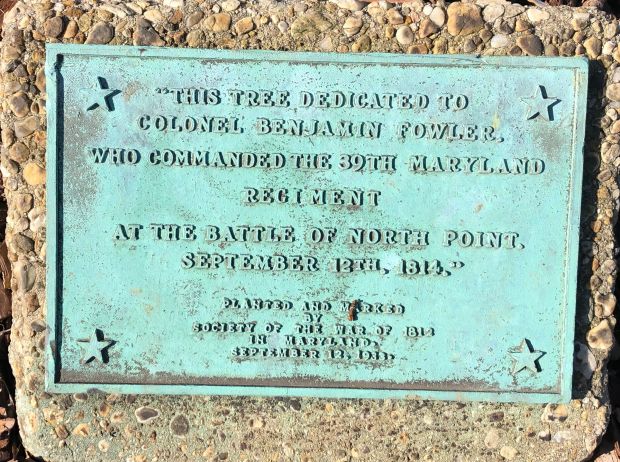COLONEL BENJAMIN FOWLER WAR MEMORIAL TREE PLAQUE