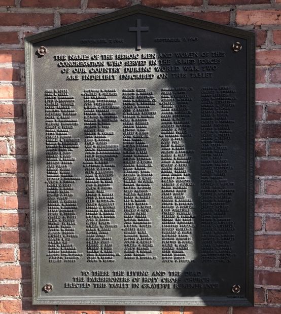 HOLY CROSS CHURCH WORLD WAR II MEMORIAL PLAQUE