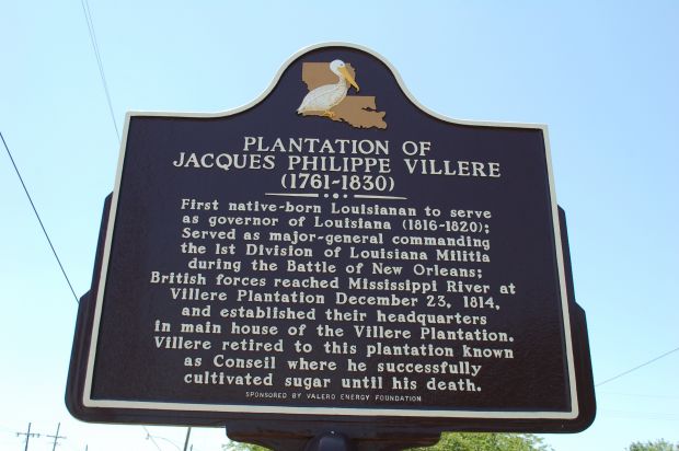 PLANTATION OF JACQUES PHILIPPE VILLERE MEMORIAL MARKER