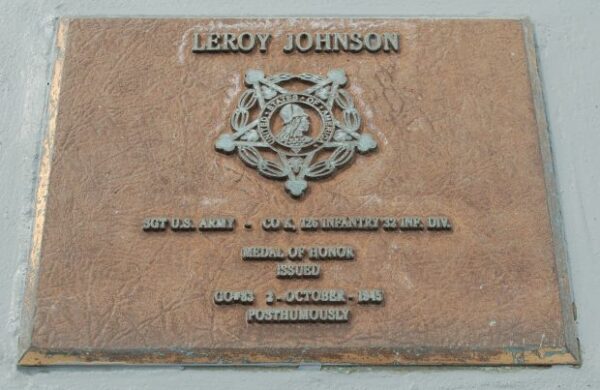 LEROY JOHNSON MEDAL OF HONOR WAR MEMORIAL PLAQUE