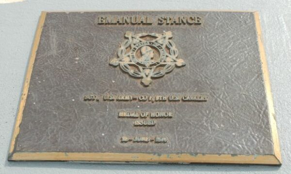 EMANUAL STANCE MEDAL OF HONOR WAR MEMORIAL PLAQUE