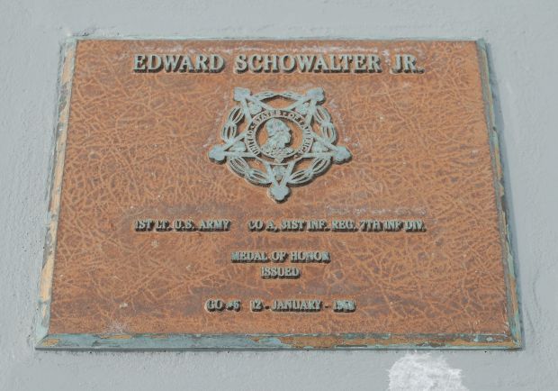 EDARD SCHUWALTER, JR. MEDAL OF HONOR WAR MEMORIAL PLAQUE