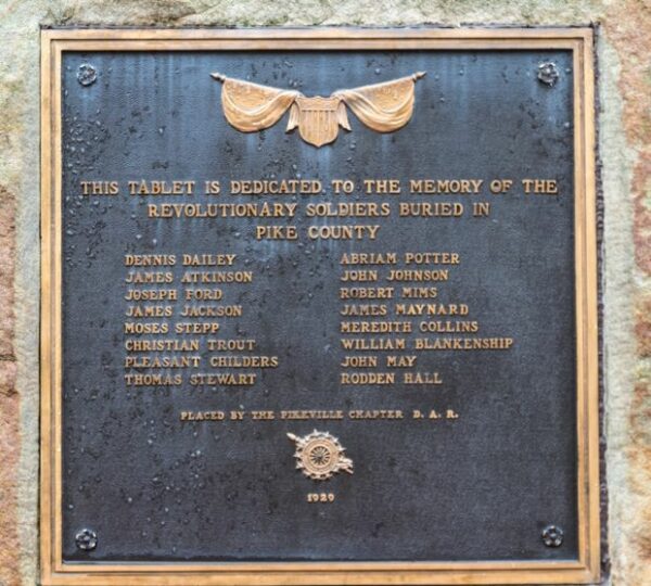 PIKE COUNTY IN MEMORY OF REVOLUTIONARY SOLDIERS MEMORIAL PLAQUE