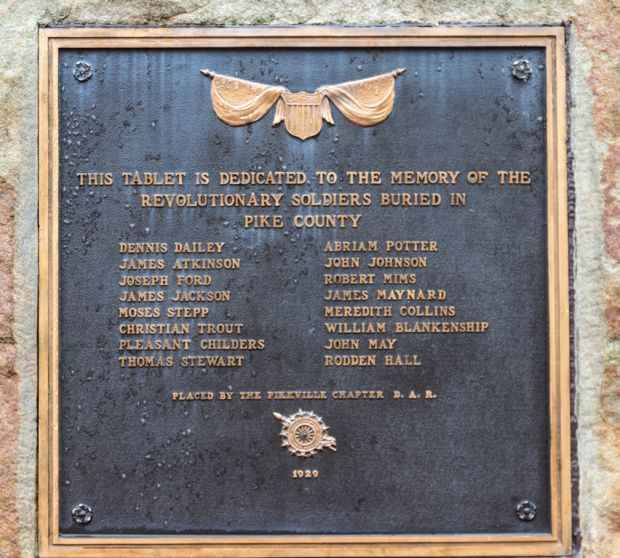 PIKE COUNTY IN MEMORY OF REVOLUTIONARY SOLDIERS MEMORIAL PLAQUE