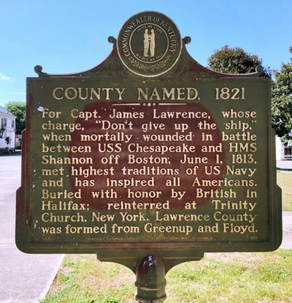 COUNTY NAMED, 1821 MEMORIAL MARKER