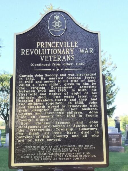 PRINCEVILLE REVOLUTIONARY WAR VETERANS MEMORIAL MARKER BACK