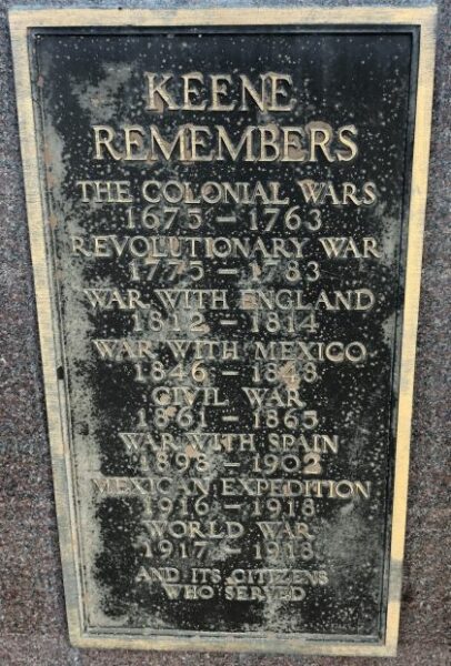 KEENE REMEMBERS WAR MEMORIAL FLAGPOLE PLAQUE