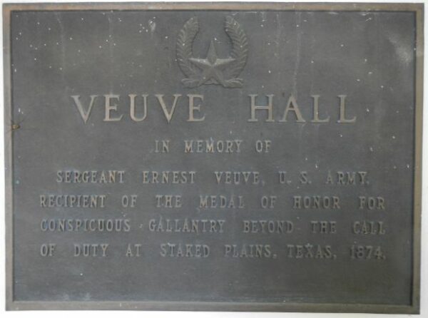 VEUVE HALL MEDAL OF HONOR MEMORIAL PLAQUE