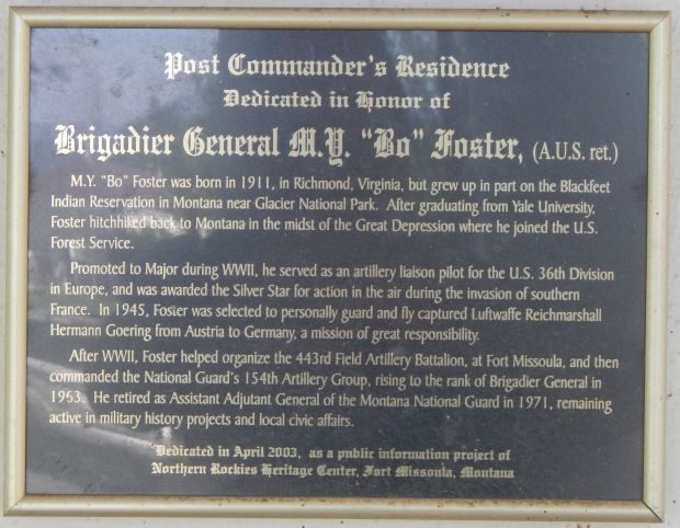 POST COMMANDER’S RESIDENCE WAR MEMORIAL PLAQUE