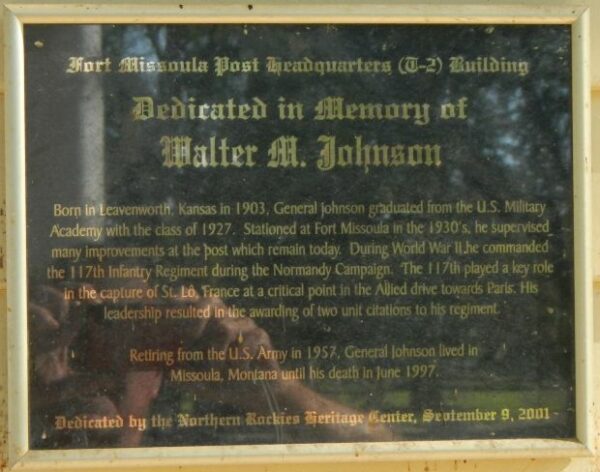 FORT MISSOULA POST HEADQUARTERS WAR MEMORIAL PLAQUE