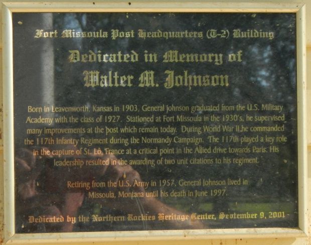 FORT MISSOULA POST HEADQUARTERS WAR MEMORIAL PLAQUE