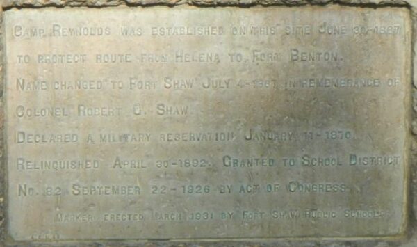 FORT SHAW MEMORIAL PLAQUE