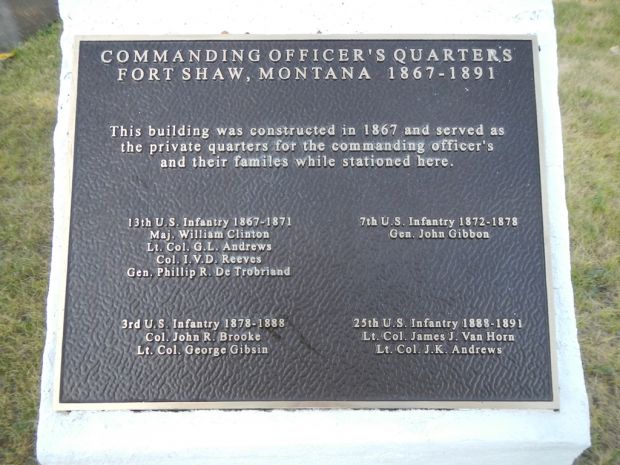 COMMANDING OFFICERS QUARTERS FORT SHAW MEMORIAL PLAQUE