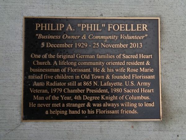 PHILIP A. “PHIL” FOELLER MEMORIAL PLAQUE