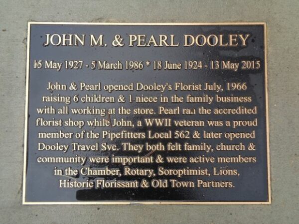 JOHN M. & PEARL DOOLEY WAR MEMORIAL PLAQUE