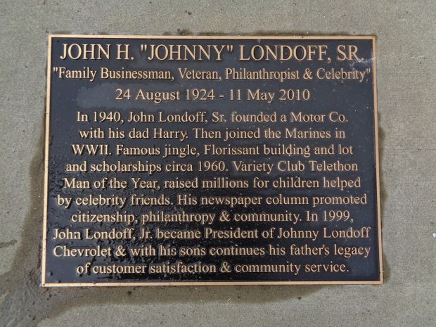 JOHN H. “JOHNNY” LONDOFF, SR. WAR MEMORIAL PLAQUE