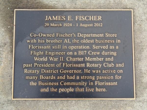JAMES E. FISCHER WAR MEMORIAL PLAQUE