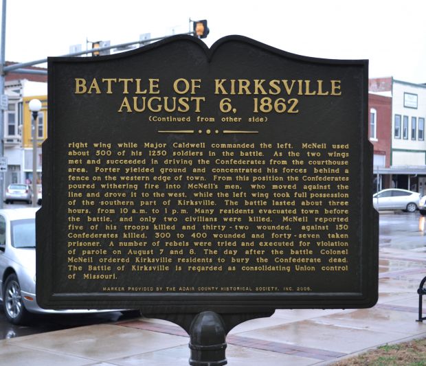 BATTLE OF KIRKSVILLE AUGUST 6, 1862 MEMORIAL MARKER BACK
