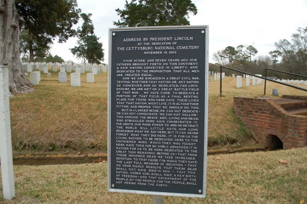 NATCHEZ NATIONAL CEMETERY ADDRESS BY PRESIDENT LINCOLN MEMORIAL PLAQUE