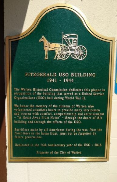 FITZGERALD USO BUILDING MEMORIAL PLAQUE