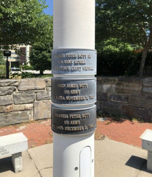 BOTT FAMILY FLAGPOLE WAR MEMORIAL PLAQUES